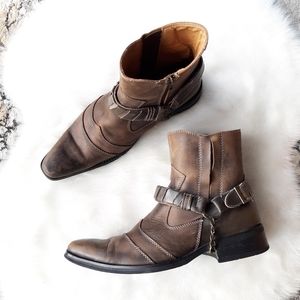 Steve Madden | Leather Harness Ankle Boots